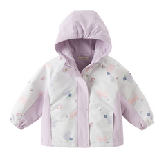 Dave&Bella Toddler Girls Pink/Purple Cute Print Waterproof Hooded Jackets