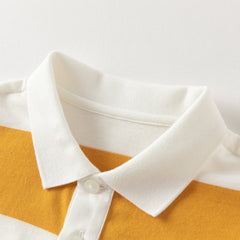 Dave&Bella Toddler Boys Yellow White Striped Cozy Comfortable Daily Cotton Polos