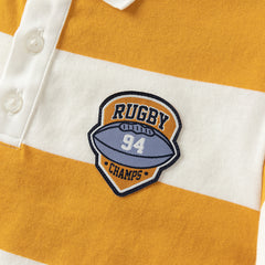 Dave&Bella Toddler Boys Yellow White Striped Cozy Comfortable Daily Cotton Polos