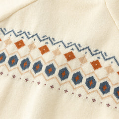 Dave&Bella Toddler Boys Apricot Jacquard V-neck Cozy Comfortable Cotton Cardigans