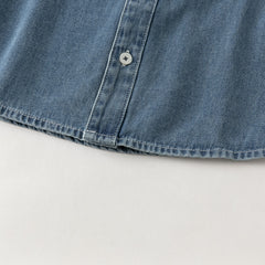 Dave&Bella Toddler Boys Denim Blue Polo Collar Classic Cotton Denim Shirts
