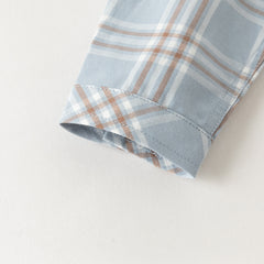 Dave&Bella Toddler Boys Blue Plaid Casual Versatile Cozy Cotton Comfortable Shirts