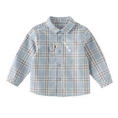 Dave&Bella Toddler Boys Blue Plaid Casual Versatile Cozy Cotton Comfortable Shirts