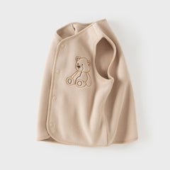 Dave&Bella Toddler Girls/Boys Pink/Khaki Cute Print Soft Comfortable Micro Fleece Vests