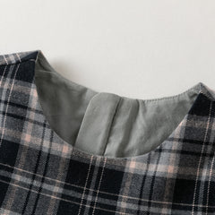 Dave&Bella Toddler Girls Black White Plaid Round Collar A-line Cozy Outwear Dress