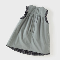 Dave&Bella Toddler Girls Black White Plaid Round Collar A-line Cozy Outwear Dress