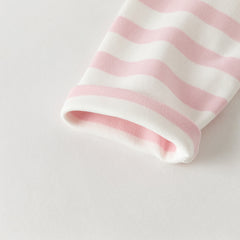 Dave&Bella Toddler Girls Beige Pink Striped Cute Print Cozy Comfortable Cotton T-shirts