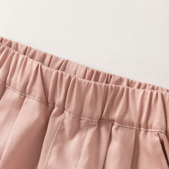 Dave&Bella Toddler Girls Pink/Dark Gray Simple Versatile Elastic Waist Pants
