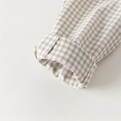 Dave&Bella Toddler Boys Brown Plaid Classic Simple Versatile Preppy Style Shirts