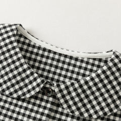 Dave&Bella Toddler Girls Black White Plaid Doll Collar Cozy Cotton Dress