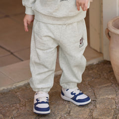 Dave&Bella Toddler Boys Light Gray Polo Collar Letter Printed Casual Pant Suit