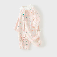 Dave&Bella Baby Girls Doll Collar Cherry Print Charming Cute Soft Comfortable Rompers