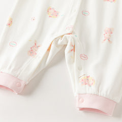 Dave&Bella Baby Girls Pink/Beige Print Cozy Cotton Skin-friendly Rompers
