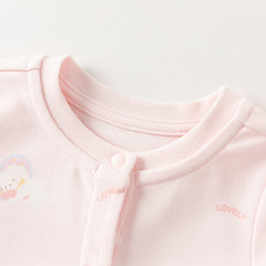 Dave&Bella Baby Girls Pink/Beige Print Cozy Cotton Skin-friendly Rompers