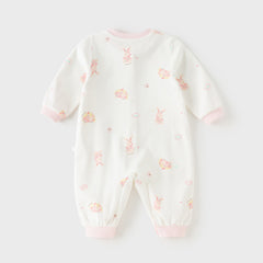 Dave&Bella Baby Girls Pink/Beige Print Cozy Cotton Skin-friendly Rompers