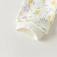 Dave&Bella Baby Girls Beige Floral Print Sweet Soft Comfortable Cotton Rompers