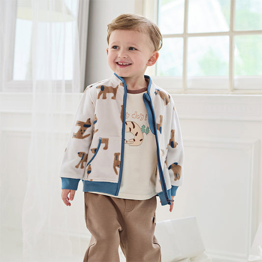 Dave&Bella Toddler Boys’ Fleece Jacket – Autumn 2025 New Release “Hug Jacket”