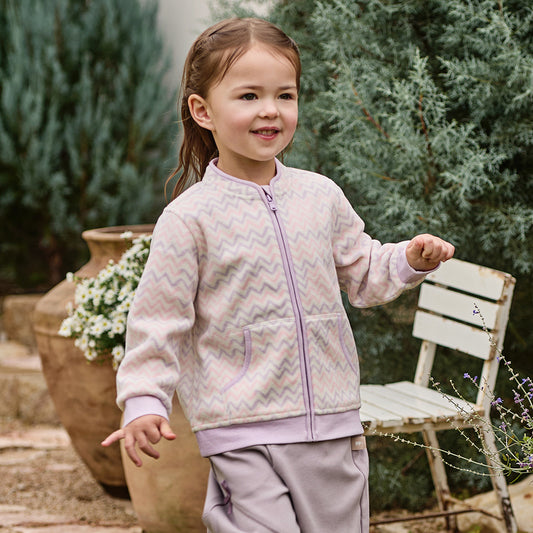 Dave&Bella Toddler Girls/Boys Stylish Wave Print Outwear Lightweight Fleece Jackets