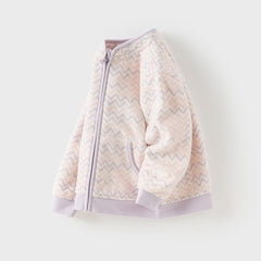 Dave&Bella Toddler Girls/Boys Stylish Wave Print Outwear Lightweight Fleece Jackets