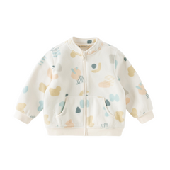 Dave&Bella Toddler Boys’ Fleece Jacket – Playful Print “Hug Jacket”