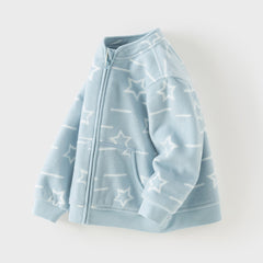Dave&Bella Toddler Boys’ Fleece Jacket – Playful Print “Hug Jacket”