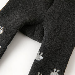 Dave&Bella Girls Autumn Dark Grey Rabbit Print Warm Footless Tights Leggings