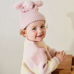 Dave&Bella Girls Winter Grey Pink Kint Pullover Hat