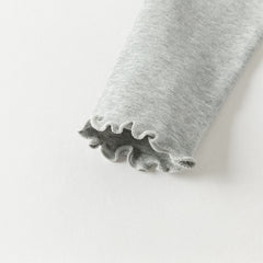 Dave&Bella Girls Autumn Toddler Grey/Purple Lace collar T-shirts Tops