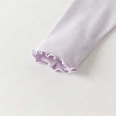 Dave&Bella Girls Autumn Toddler Grey/Purple Lace collar T-shirts Tops