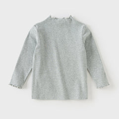 Dave&Bella Girls Autumn Toddler Grey/Purple Lace collar T-shirts Tops