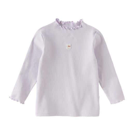 Dave&Bella Girls Autumn Toddler Grey/Purple Lace collar T-shirts Tops