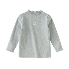 Dave&Bella Girls Autumn Toddler Grey/Purple Lace collar T-shirts Tops