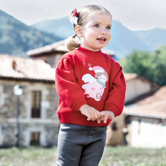 Dave&Bella Toddler Girls Charming Red Cute Cartoon Comfortable Sweaters Tops