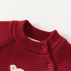 Dave&Bella Toddler Girls/Boys Christmas Red Cute Bear Cozy Plush-lined Sweaters Tops