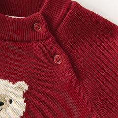 Dave&Bella Toddler Girls/Boys Christmas Red Cute Bear Cozy Plush-lined Sweaters Tops