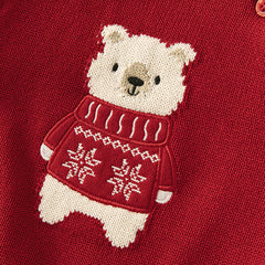 Dave&Bella Toddler Girls/Boys Christmas Red Cute Bear Cozy Plush-lined Sweaters Tops