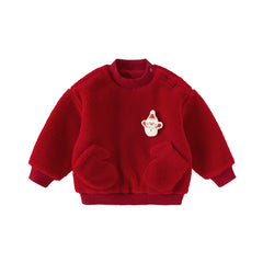 Dave&Bella Toddler Girls/Boys Red Warm Soft Sweatshirts Tops