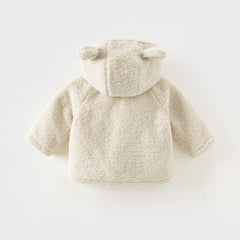 Dave&Bella Toddler Girls Casual Beige Outwear Hooded Plush Padded Cozy Coats