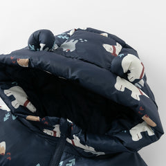 Dave&Bella Toddler Girls/Boys Winter Animal Print Windproof Outwear Hooded Down Coats