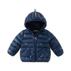Dave&Bella Toddler Boys Winter Playful Dinosaur-style Outdoor Hooded Cozy Down Coats