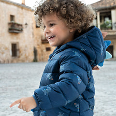 Dave&Bella Toddler Boys Winter Playful Dinosaur-style Outdoor Hooded Cozy Down Coats