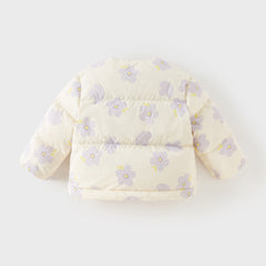 Dave&Bella Toddler Girls Winter Cute Floral Beige Outdoor Windproof Down Coats(scarf)