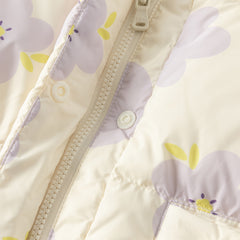 Dave&Bella Toddler Girls Winter Cute Floral Beige Outdoor Windproof Down Coats(scarf)