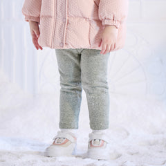 Dave&Bella Toddler Girls Versatile Light Grey Soft Plush-lined Leggings