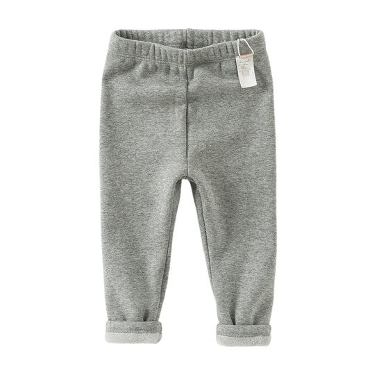 Dave&Bella Toddler Girls Versatile Light Grey Soft Plush-lined Leggings