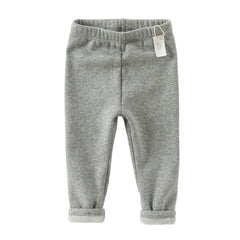 Dave&Bella Toddler Girls Versatile Light Grey Soft Plush-lined Leggings