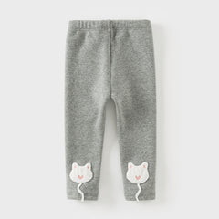 Dave&Bella Toddler Girls Versatile Light Grey Soft Plush-lined Leggings