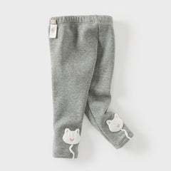 Dave&Bella Toddler Girls Versatile Light Grey Soft Plush-lined Leggings
