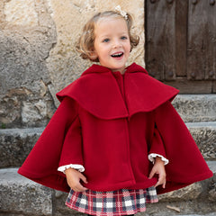 Dave&Bella Toddler Girls Festival Christmas Red Outdoor Hooded Fleece Capes Coat