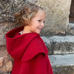 Dave&Bella Toddler Girls Festival Christmas Red Outdoor Hooded Fleece Capes Coat